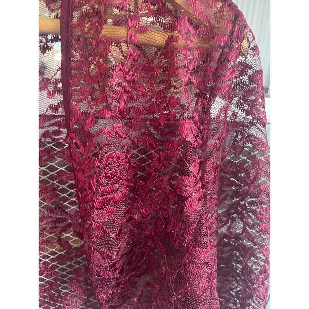 SALLY WIne / Burgundy DRESS with lace jacket SIZE M - Picture 8 of 13